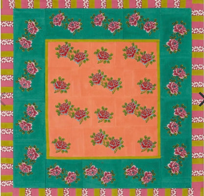 Ortensia Peach Emerald - Cotton Cloth 180x180 | Lisa Corti - Bon Ton goods