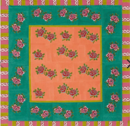 Ortensia Peach Emerald - Cotton Cloth 180x180 | Lisa Corti - Bon Ton goods