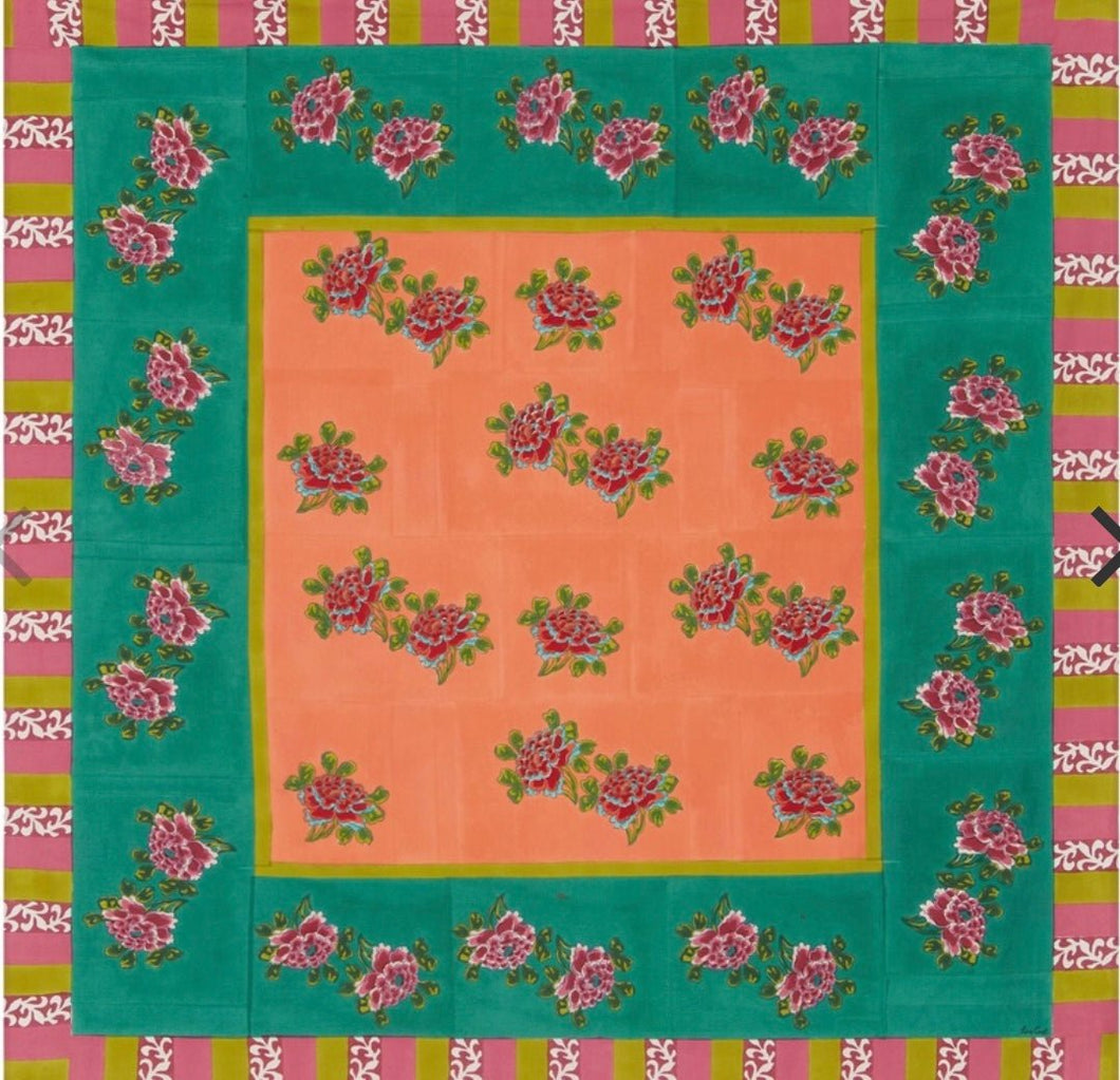 Ortensia Peach Emerald - Cotton Cloth - Bon Ton goods