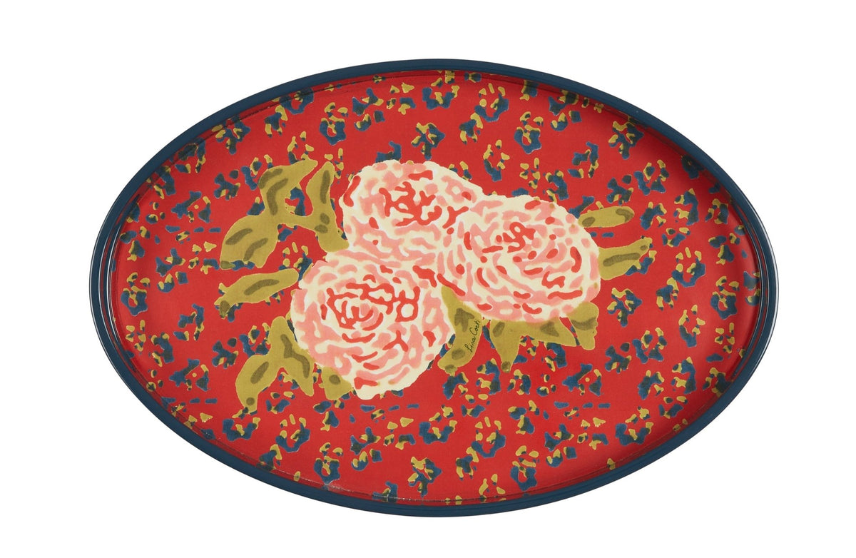 Oval Tray - Leopard Flower Red | Lisa Corti - Bon Ton goods