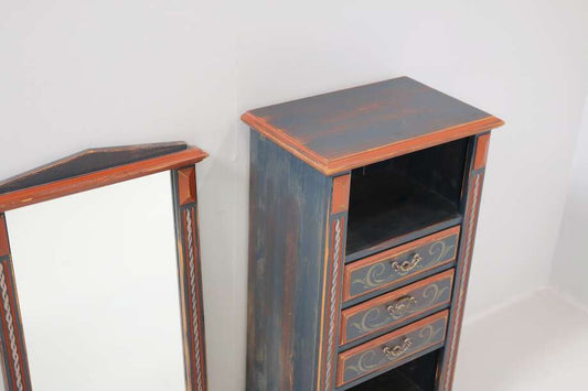 Painted Chest of Drawers with Mirror, Folk Style - Bon Ton goods