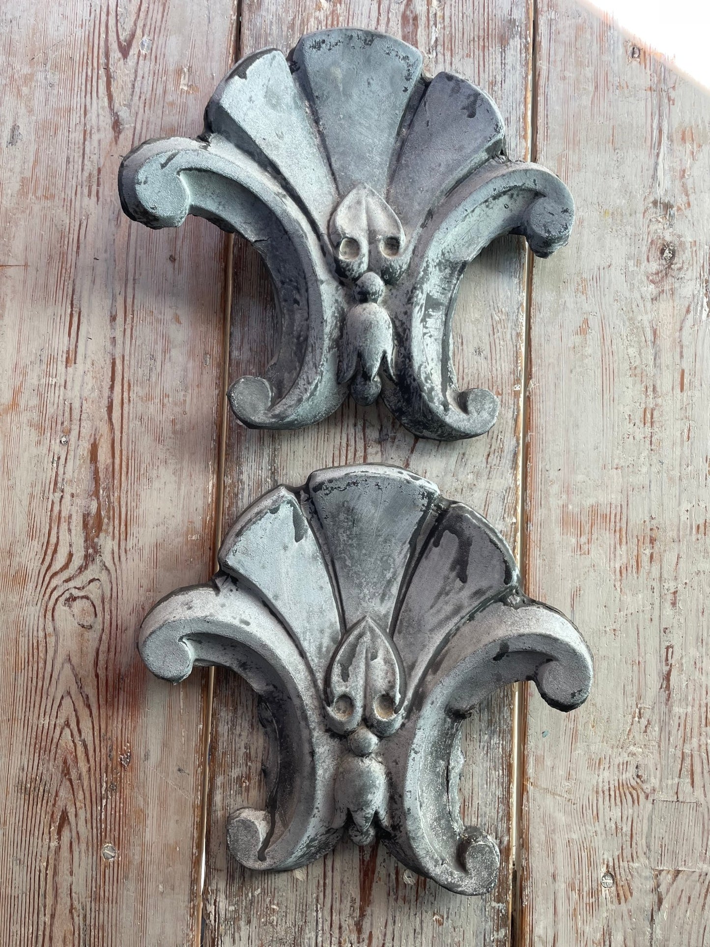 Pair of Antique French Zinc Fleur-de-Lis Architectural Finials - Bon Ton goods