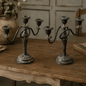 Pair of English Nickel Silver Three-Light Candelabra - Bon Ton goods