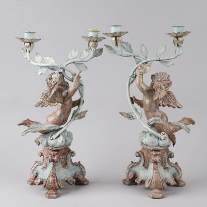 Pair of Figural Renaissance-Style Cherub Candelabras - Bon Ton goods