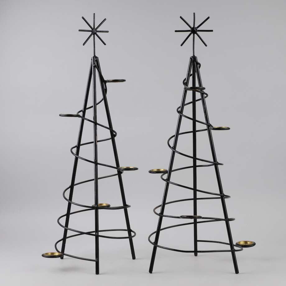 Pair of Swedish Wrought Iron Christmas Tree Candlesticks from Sommarlust, Kristianstad, c. 1950–1970 - Bon Ton goods