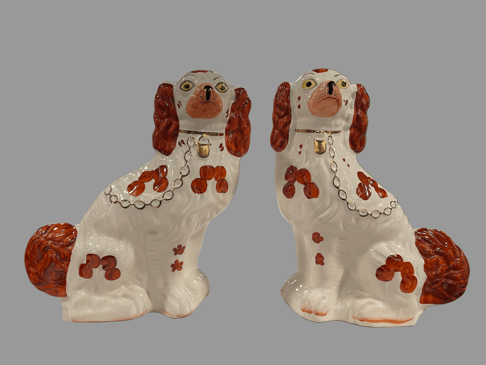 Pair of Vintage Staffordshire Spaniels by Arthur Wood, England - 2 - Bon Ton goods