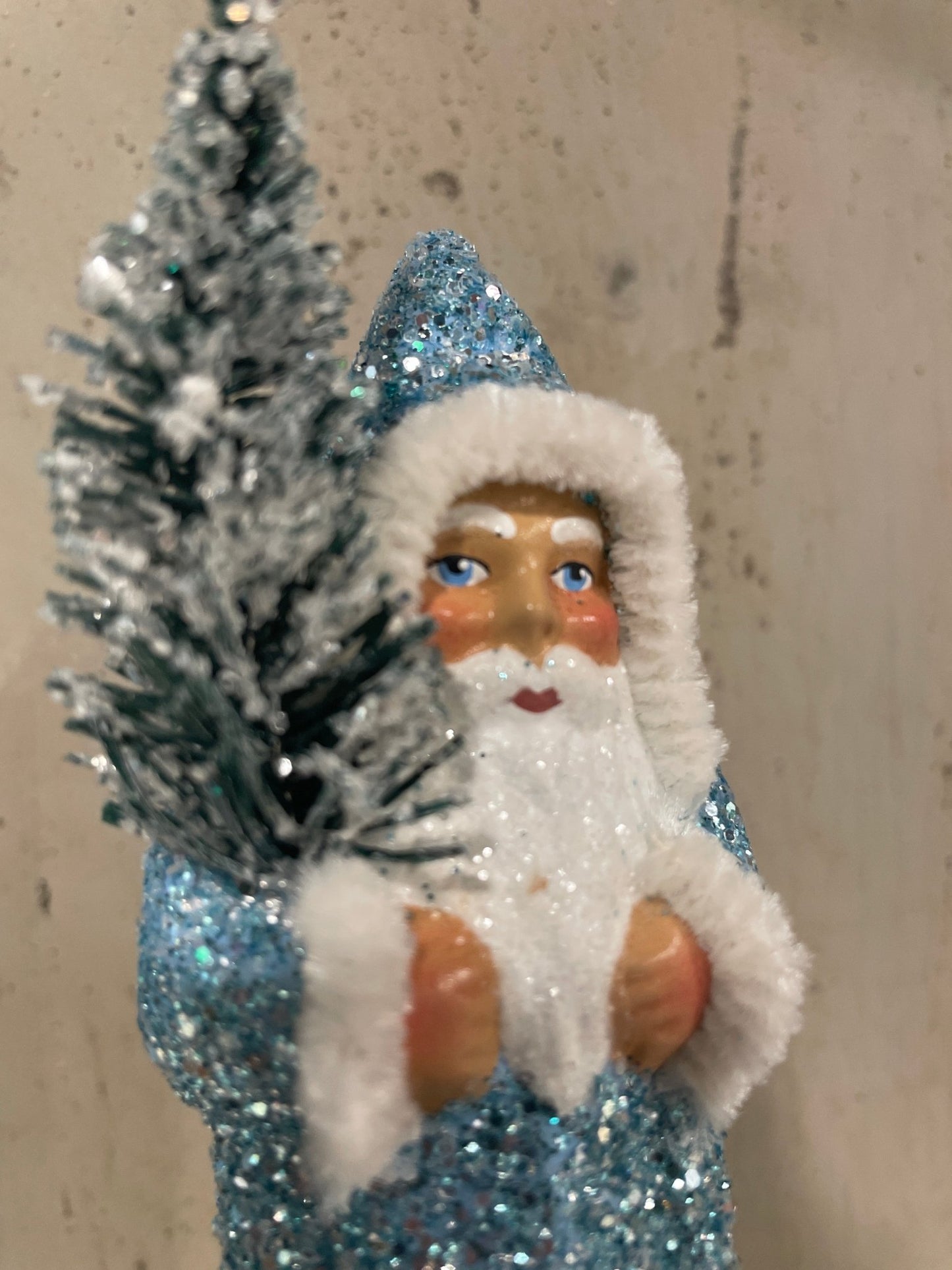 Pale Blue Brilliant Glitter Santa | Ino Schaller - Bon Ton goods