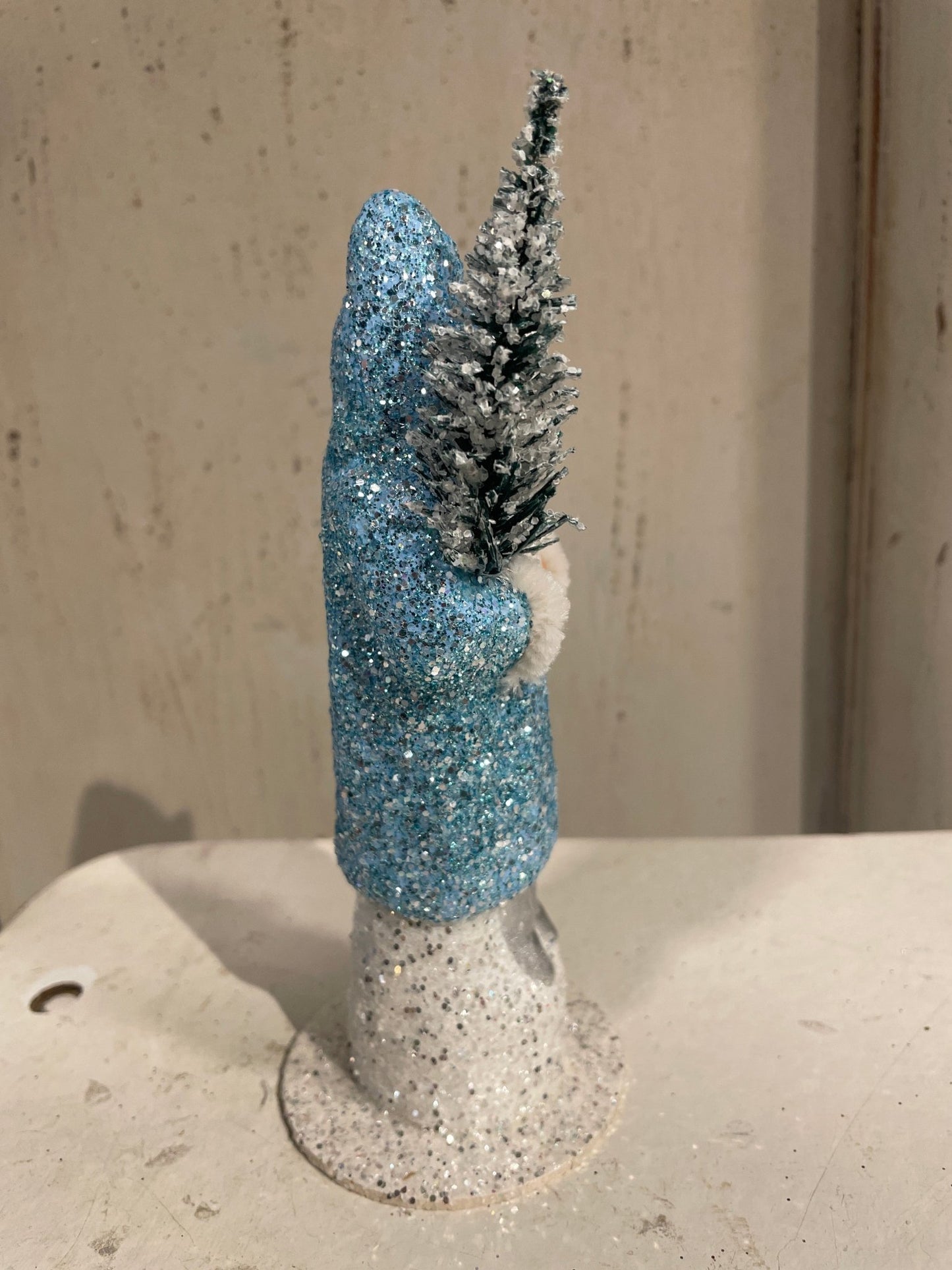 Pale Blue Brilliant Glitter Santa | Ino Schaller - Bon Ton goods