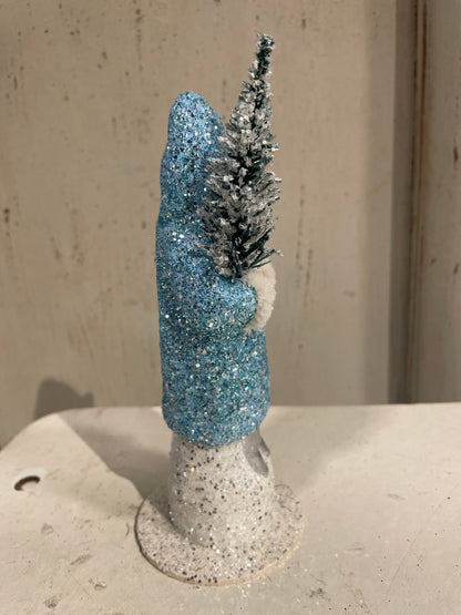 Pale Blue Brilliant Glitter Santa | Ino Schaller - Bon Ton goods