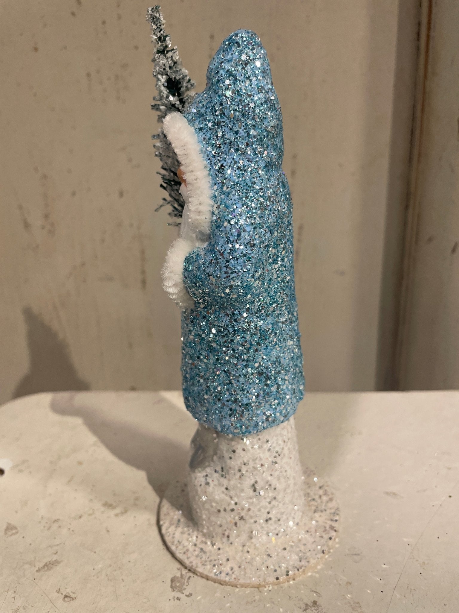Pale Blue Brilliant Glitter Santa | Ino Schaller - Bon Ton goods