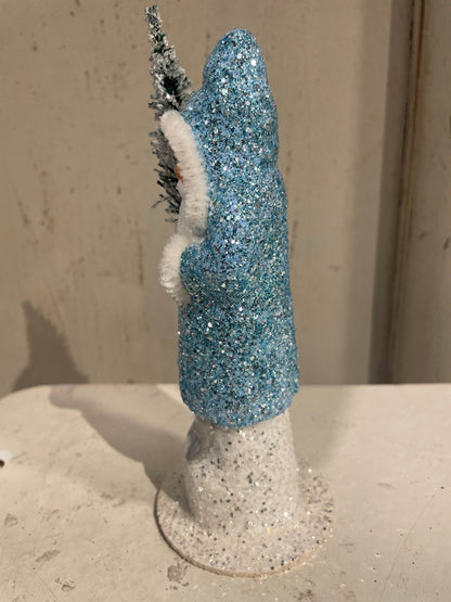Pale Blue Brilliant Glitter Santa | Ino Schaller - Bon Ton goods