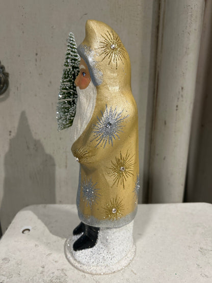 Pale Gold Santa with Flakes and Starbursts | Ino Schaller - Bon Ton goods