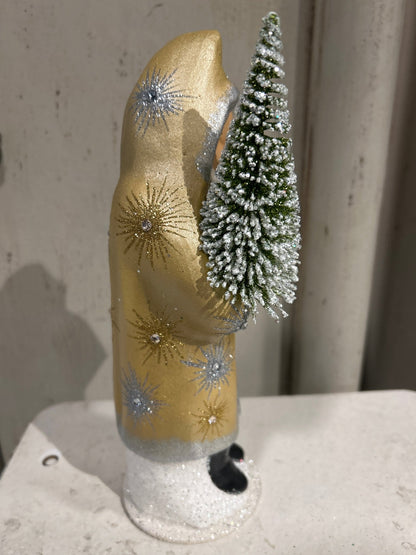 Pale Gold Santa with Flakes and Starbursts | Ino Schaller - Bon Ton goods