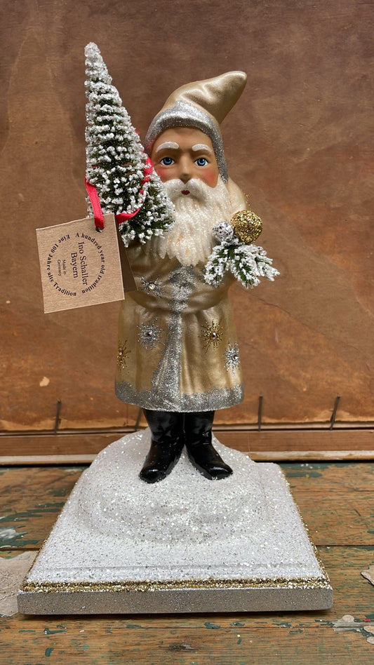 Pale Gold Santa with Gold & Silver Crystals on Display | Ino Schaller - Bon Ton goods