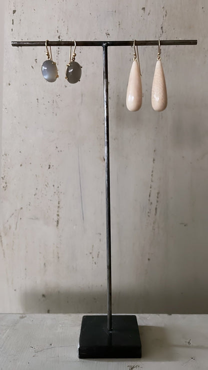 Pale Grey Oval Moonstone Earrings - Bon Ton goods