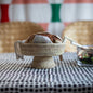 PALM CAKE natural woven pedestal tray