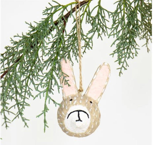 Papier-Mâché Rabbit Christmas Ornament - Bon Ton goods