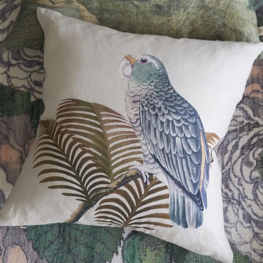 Parrot and Palm Parchment Cushion | John Derian - Bon Ton goods