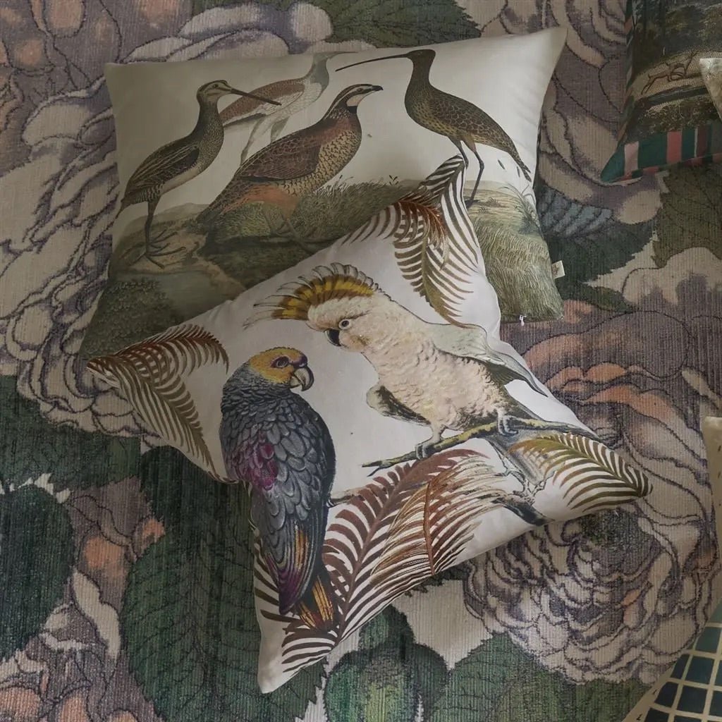 Parrot and Palm Parchment Cushion | John Derian - Bon Ton goods