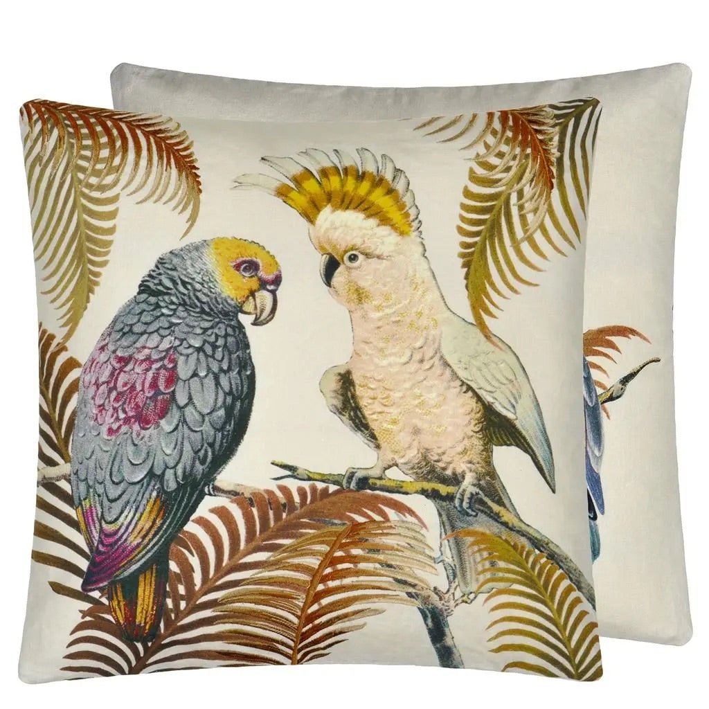 Parrot and Palm Parchment Cushion | John Derian - Bon Ton goods