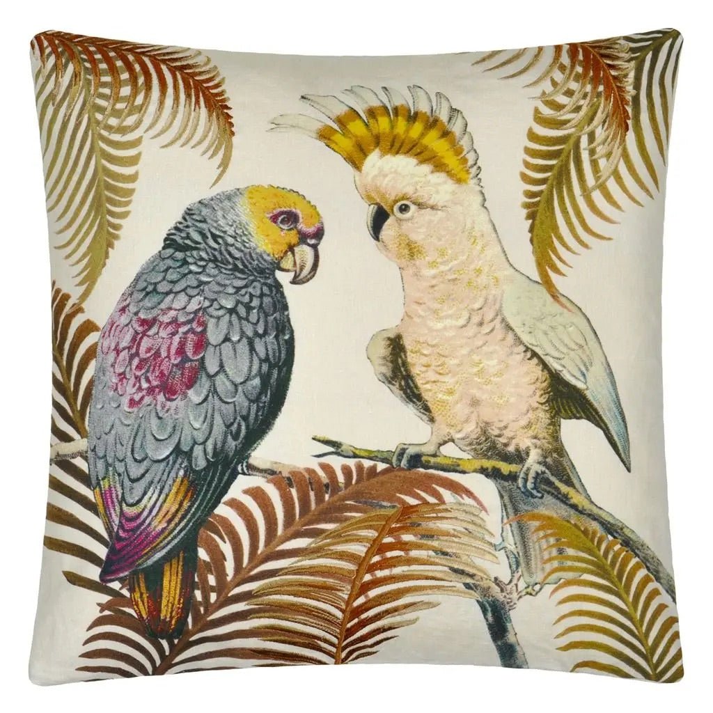 Parrot and Palm Parchment Cushion | John Derian - Bon Ton goods
