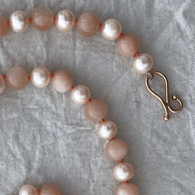 Peach Moonstone and Pink Pearl Necklace | Mikkel Brøgger - Bon Ton goods