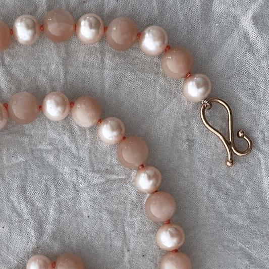 Peach Moonstone and Pink Pearl Necklace | Mikkel Brøgger - Bon Ton goods