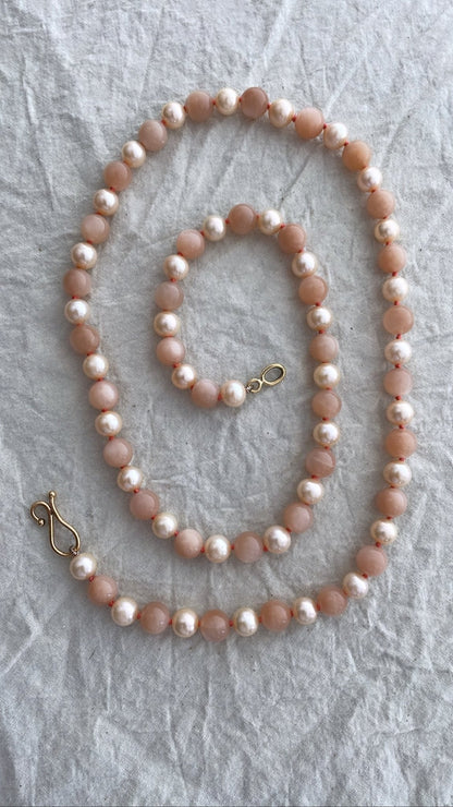 Peach Moonstone and Pink Pearl Necklace | Mikkel Brøgger - Bon Ton goods