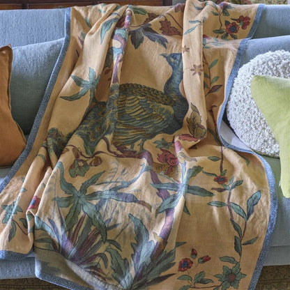 Peacock Toile Sepia Throw | John Derian - Bon Ton goods