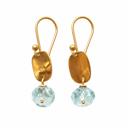 Pebble Aquamarine Gold Earrings | Mikkel Brøgger - Bon Ton goods
