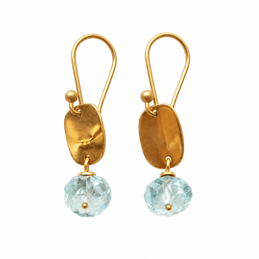 Pebble Aquamarine Gold Earrings | Mikkel Brøgger - Bon Ton goods