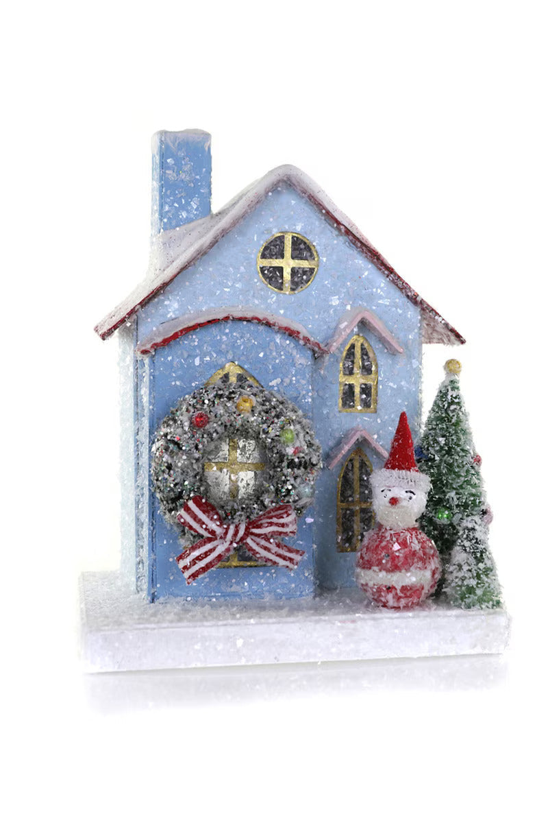 Petite Blue Christmas House by Cody Foster