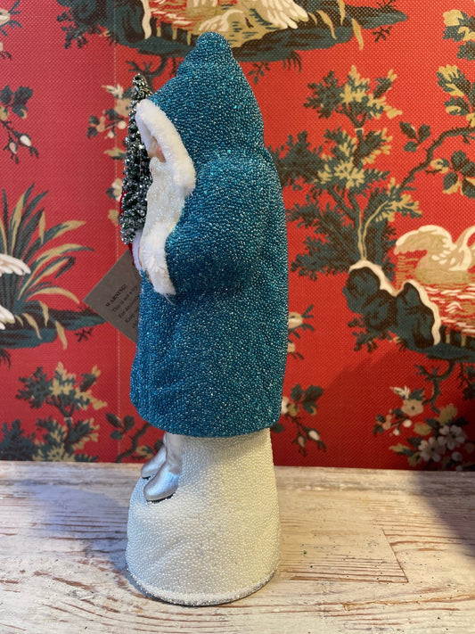 Petrol Beaded Coat Silver Boot Santa | Ino Schaller - Bon Ton goods