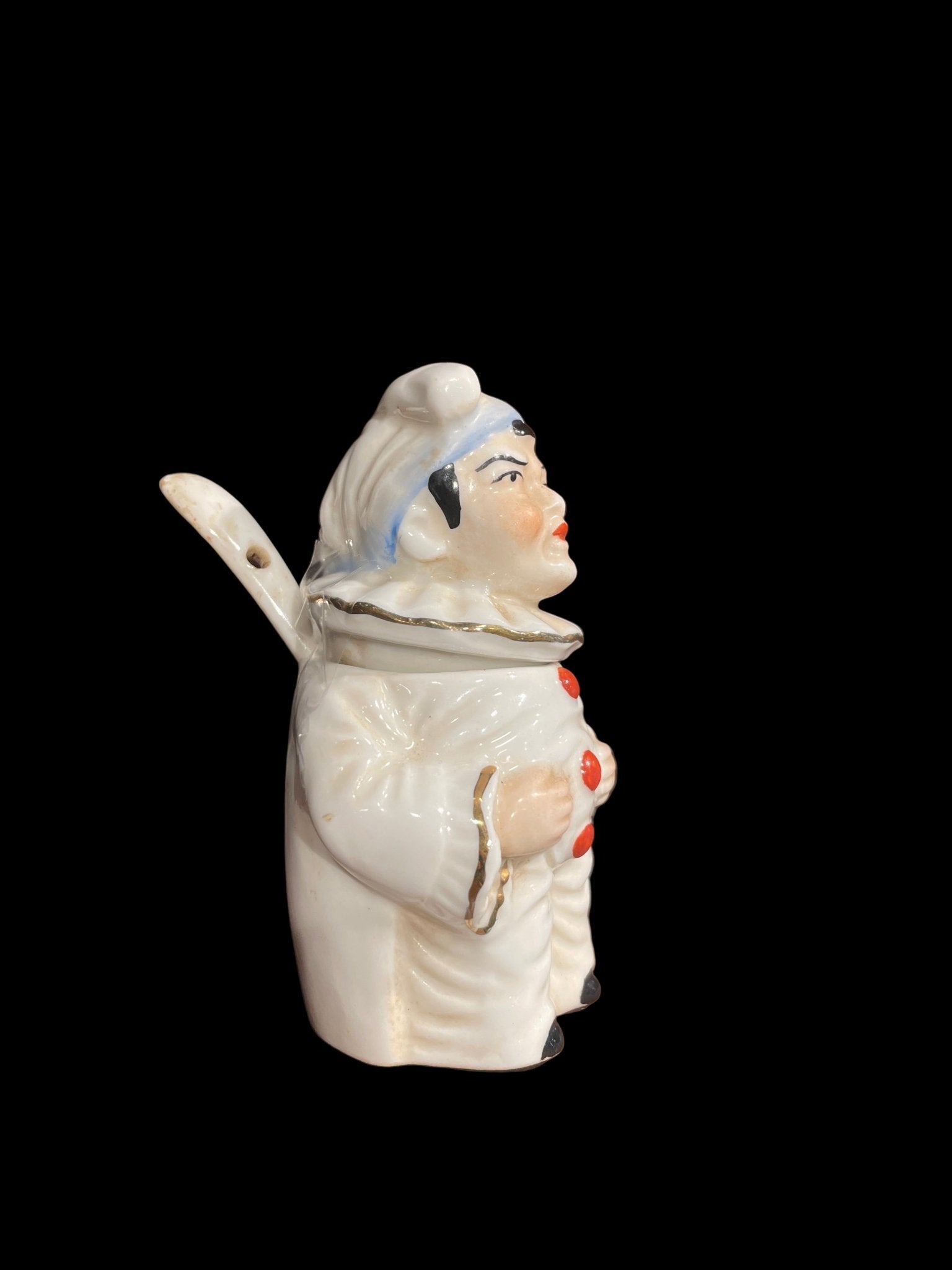 Pierrot Mustard Pot (c. 1900) French Porcelain - Bon Ton goods