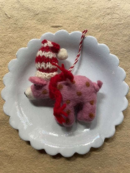 Pig with Striped Cap | Christmas Ornament - Bon Ton goods
