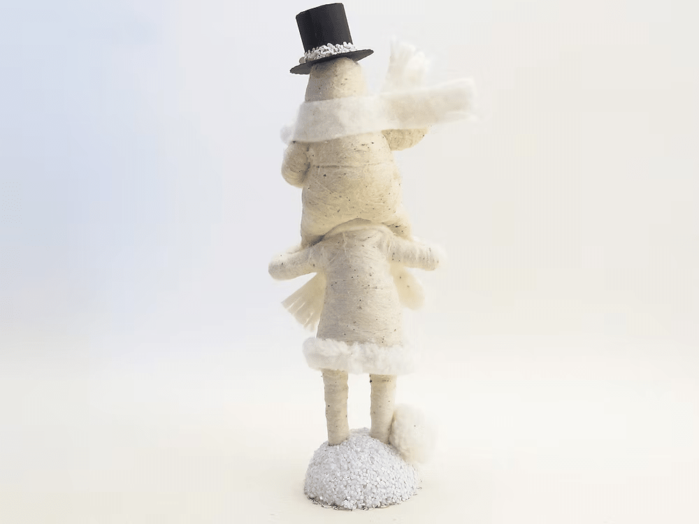 Piggy Back Snowman Figure | Vintage by Crystal Spun Cotton Ornament - Bon Ton goods