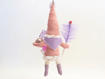 Pink Santa Goose Feather Ornament | Vintage by Crystal Spun Cotton Ornament - Bon Ton goods