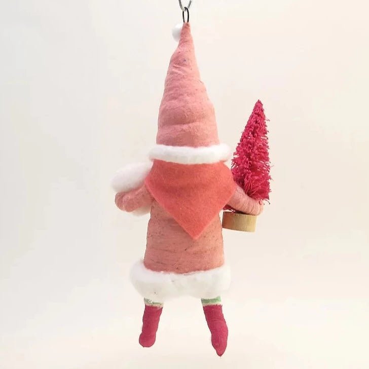 Pink Santa Ornament - Vintage Inspired Spun Cotton | Vintage by Crystal Spun Cotton Ornament - Bon Ton goods
