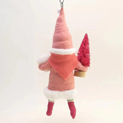 Pink Santa Ornament - Vintage Inspired Spun Cotton | Vintage by Crystal Spun Cotton Ornament - Bon Ton goods
