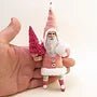 Pink Santa Ornament - Vintage Inspired Spun Cotton | Vintage by Crystal Spun Cotton Ornament - Bon Ton goods