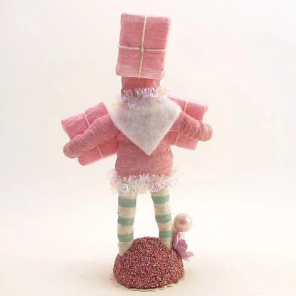 Pink Santa With Presents Figure - Vintage Inspired Spun Cotton | Vintage by Crystal Spun Cotton Ornament - Bon Ton goods