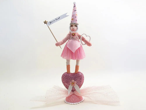 Pink Standing Heart Rock Girl Figure - Bon Ton goods