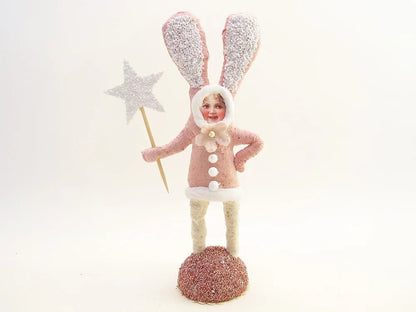 Pink Star Bunny Figure | Vintage by Crystal Spun Cotton Ornament - Bon Ton goods