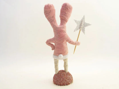 Pink Star Bunny Figure | Vintage by Crystal Spun Cotton Ornament - Bon Ton goods