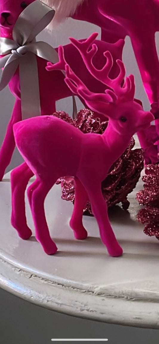 Pink Velvet Reindeer - Small | Ino Schaller - Bon Ton goods