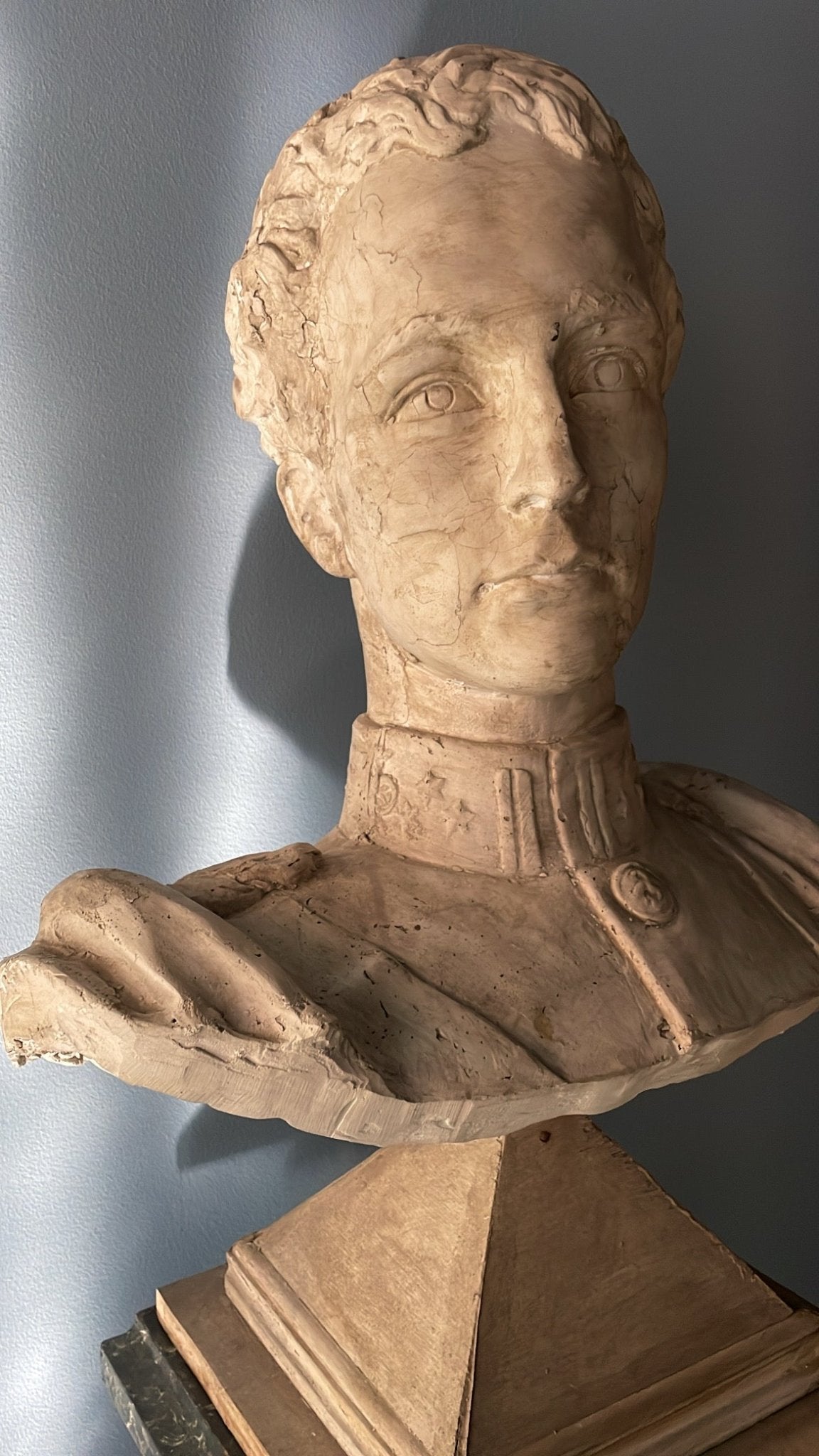 Plaster and Wood Bust, Prince Leopold of Belgium (King Leopold III.) 1925 - Bon Ton goods