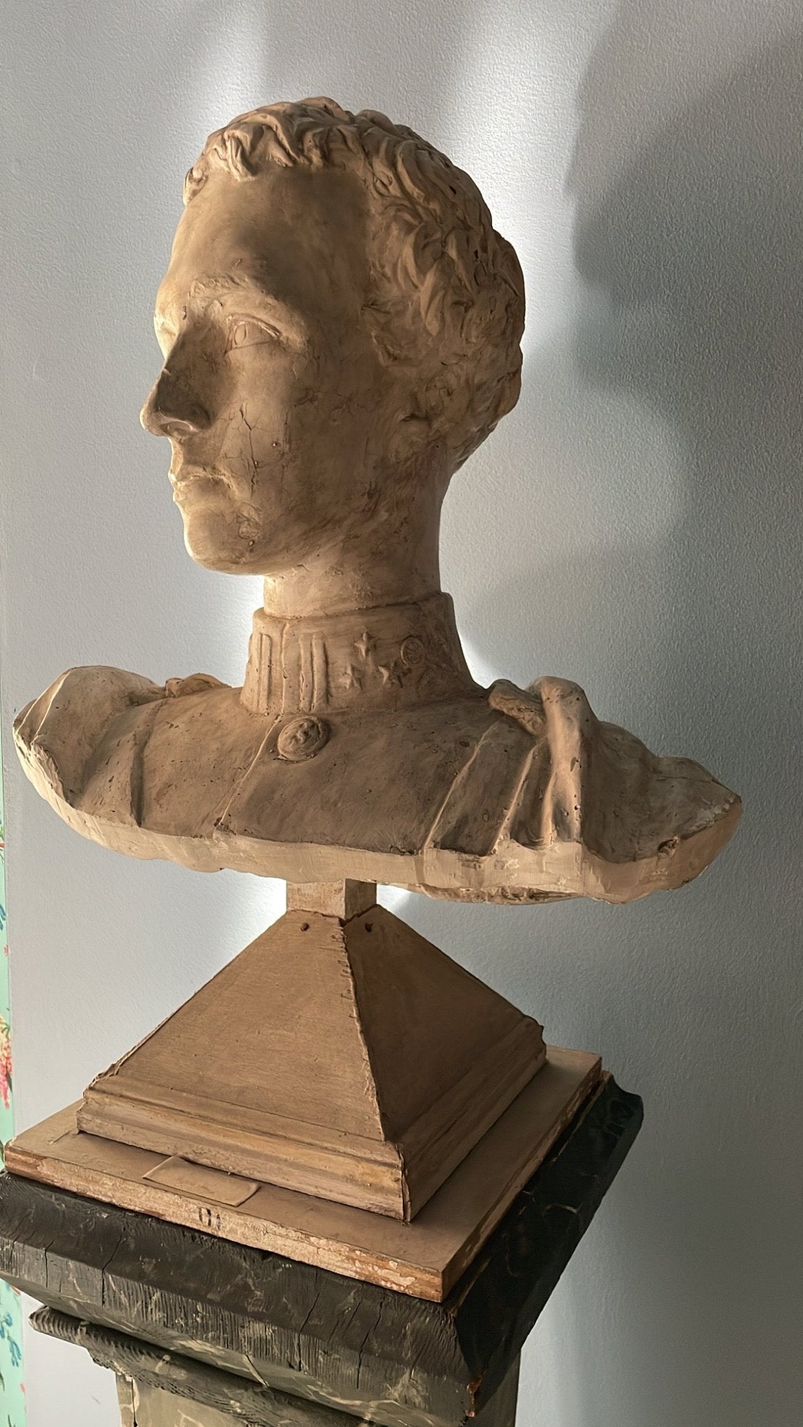 Plaster and Wood Bust, Prince Leopold of Belgium (King Leopold III.) 1925 - Bon Ton goods