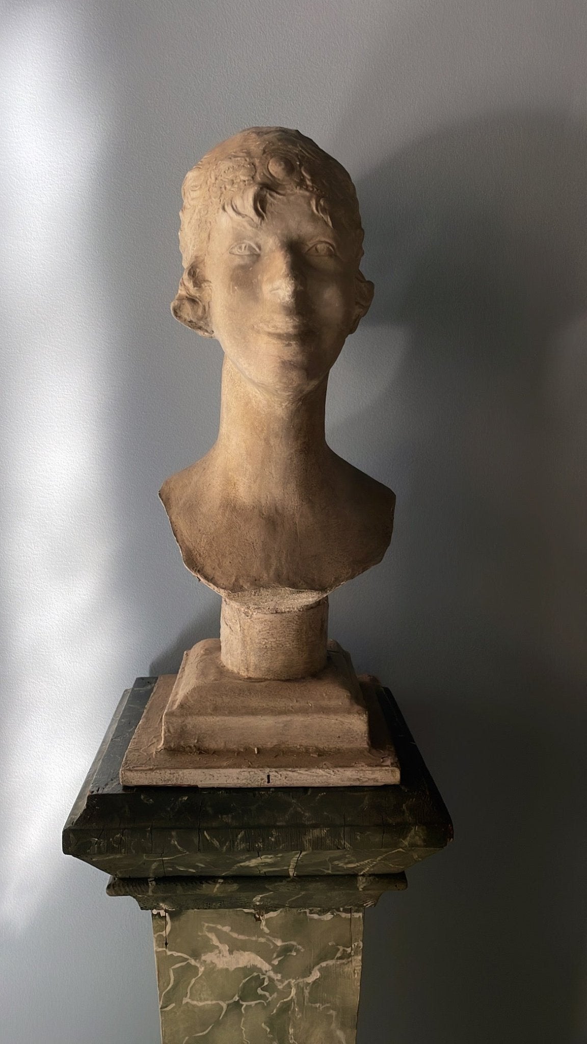 Plaster and Wood Bust, Queen Elizabeth of Belgium (Princess of Bavaria) 1925 - Bon Ton goods