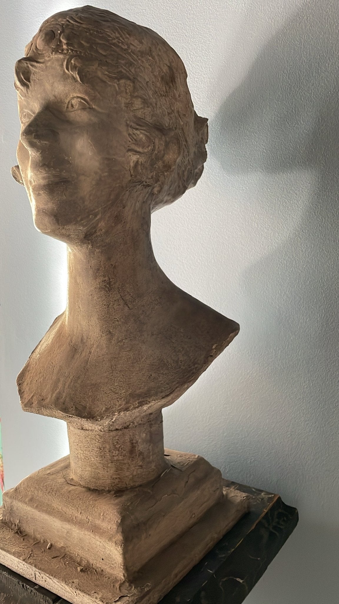Plaster and Wood Bust, Queen Elizabeth of Belgium (Princess of Bavaria) 1925 - Bon Ton goods