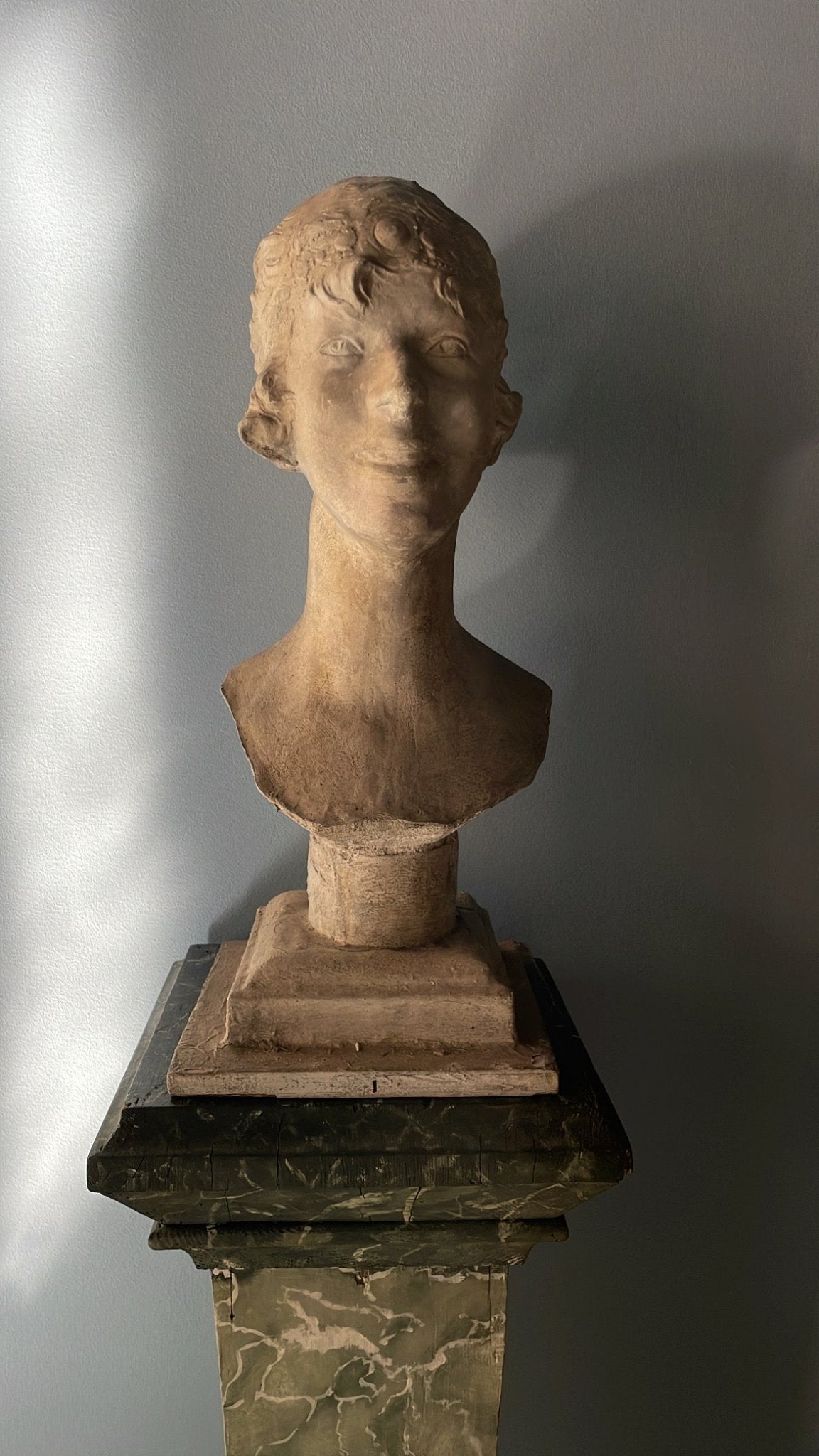 Plaster and Wood Bust, Queen Elizabeth of Belgium (Princess of Bavaria) 1925 - Bon Ton goods